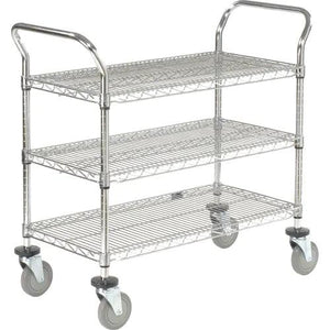 Global Industrial Wire Utility Cart with Polyurethane Casters, 3 Shelf, 24"W x 48"L x 39"H