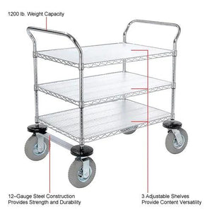 Global Industrial Computer/Instrument Cart, 3 Shelf, 36" L