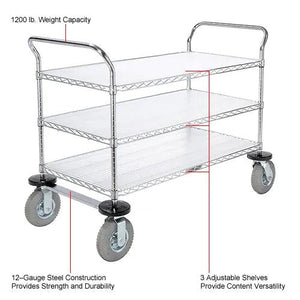 Global Industrial Computer/Instrument Cart, 3 Shelf, 48" L