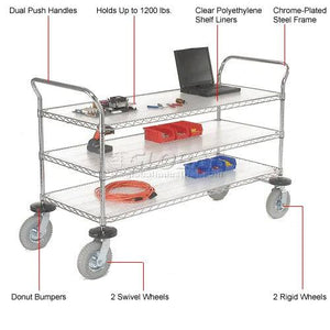 Global Industrial Computer/Instrument Cart, 3 Shelf, 60" L