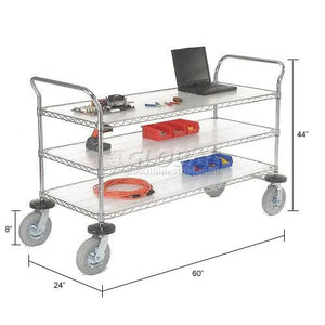 Global Industrial Computer/Instrument Cart, 3 Shelf, 60" L