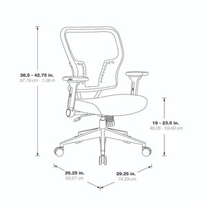 Air Grid® Back Manager's Chair with Padded Bonded Leather Seat, 4-Way Adjustable Flip Arms, Built-in Lumbar Support and Polished Aluminum Base