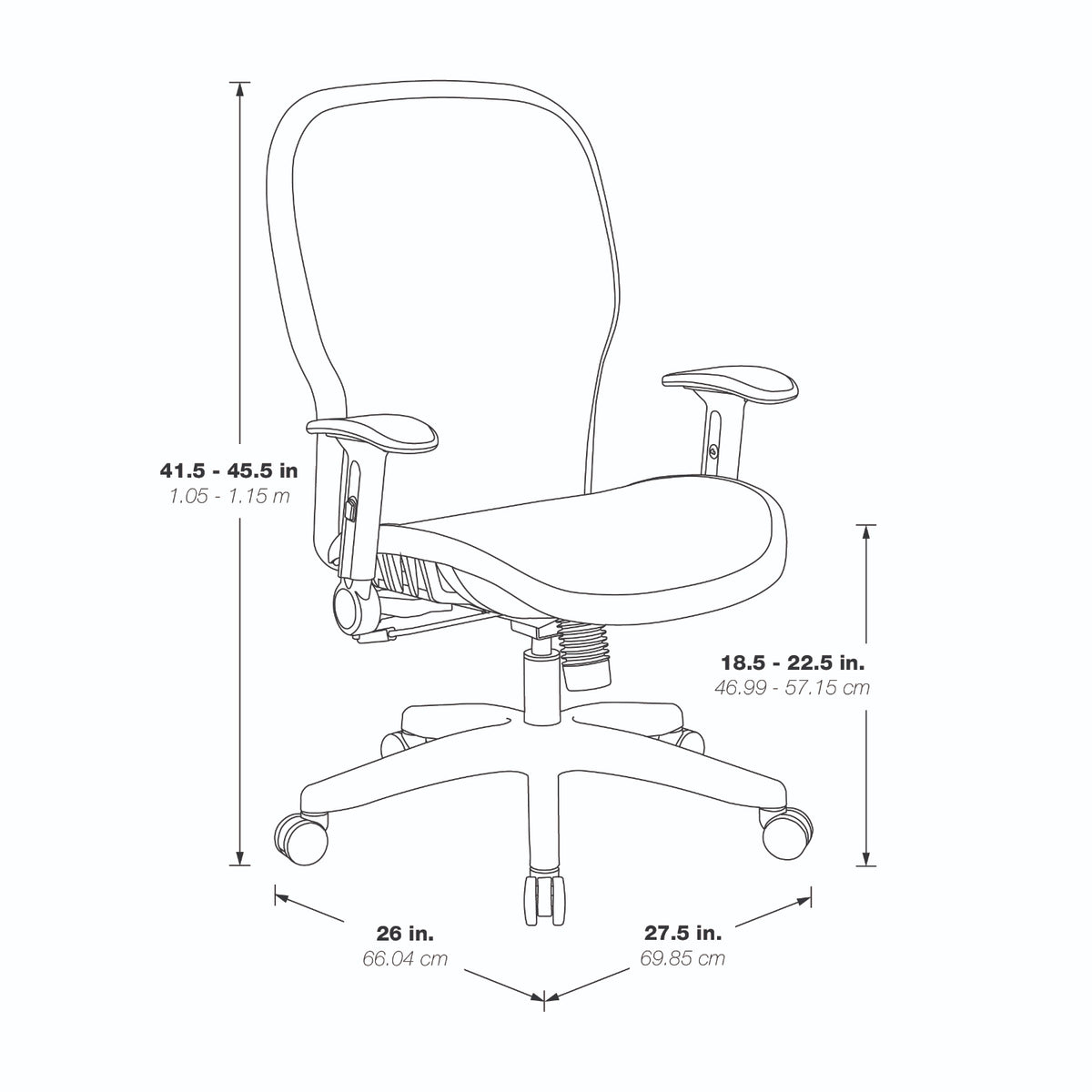 Professional Dark Air Grid® Back and Seat Manager’s Chair with Adjustable Flip Arms, Adjustable Lumbar and Nylon Base