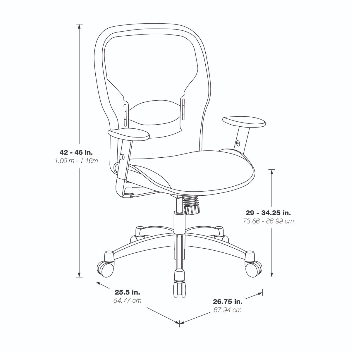 Breathable Mesh Back and Mesh Seat Manager's Chair with Adjustable Arms, Adjustable Lumbar and Industrial Steel Finish Base