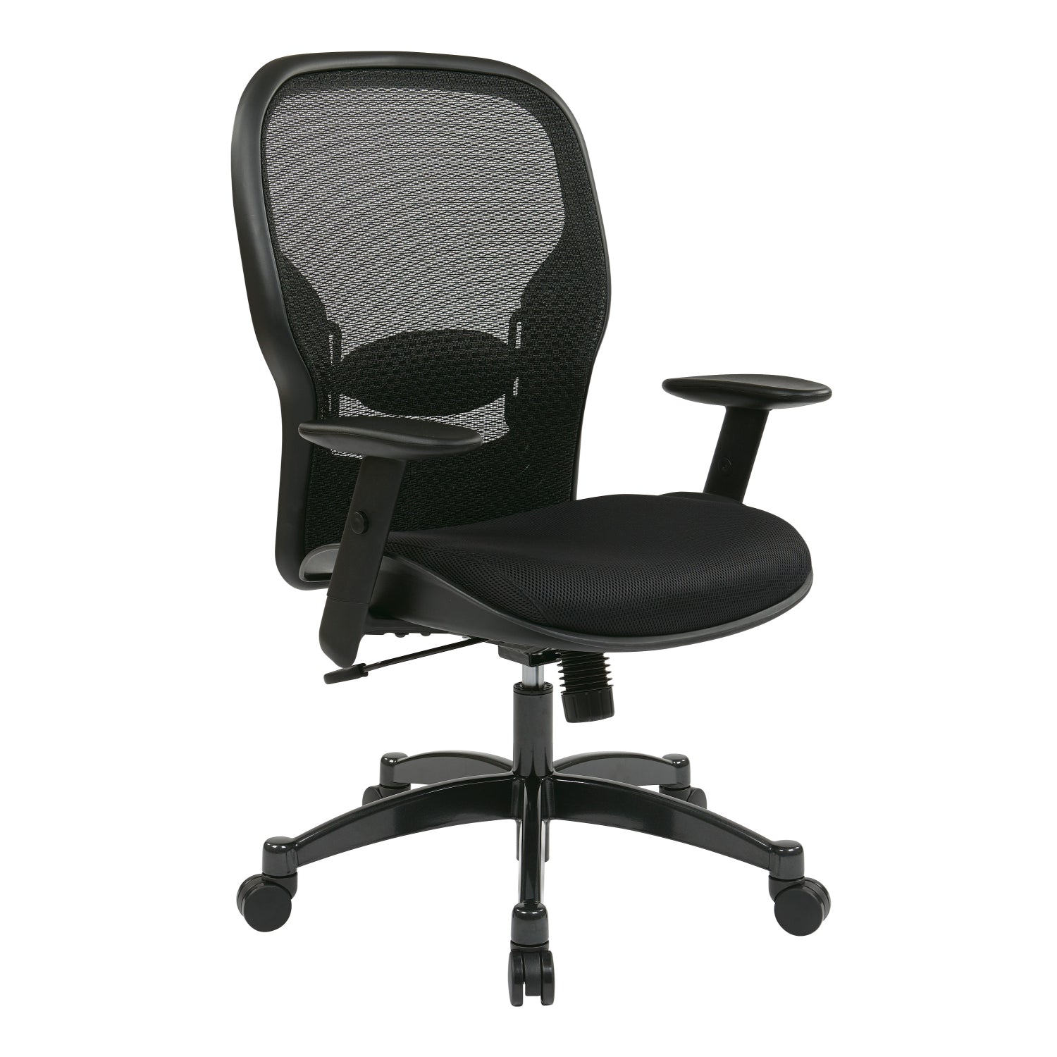 Breathable Mesh Back and Mesh Seat Manager's Chair with Adjustable Arms, Adjustable Lumbar and Industrial Steel Finish Base