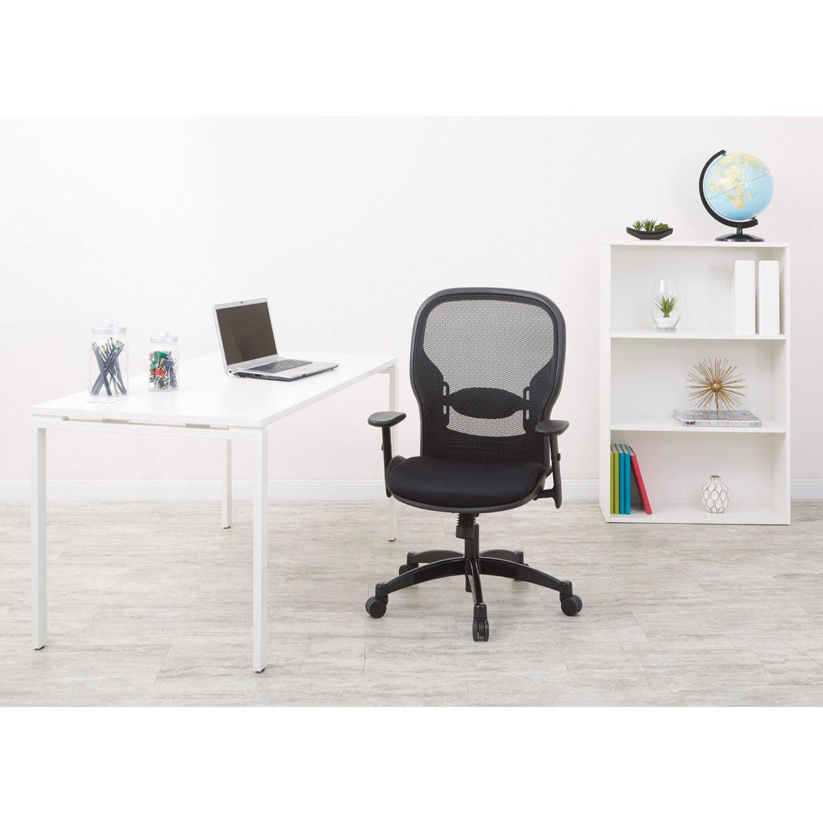 Breathable Mesh Back and Mesh Seat Manager's Chair with Adjustable Arms, Adjustable Lumbar and Industrial Steel Finish Base
