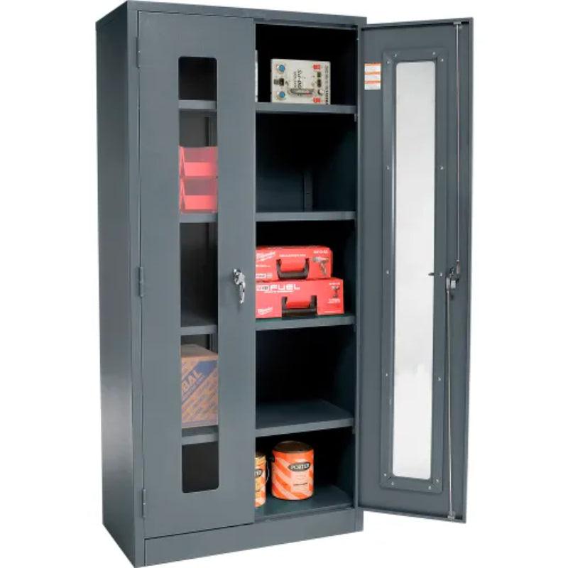 Global Industrial Storage Cabinet, Clearview Door with Locking Handle, 36"W x 18"D x 78"H, Assembled