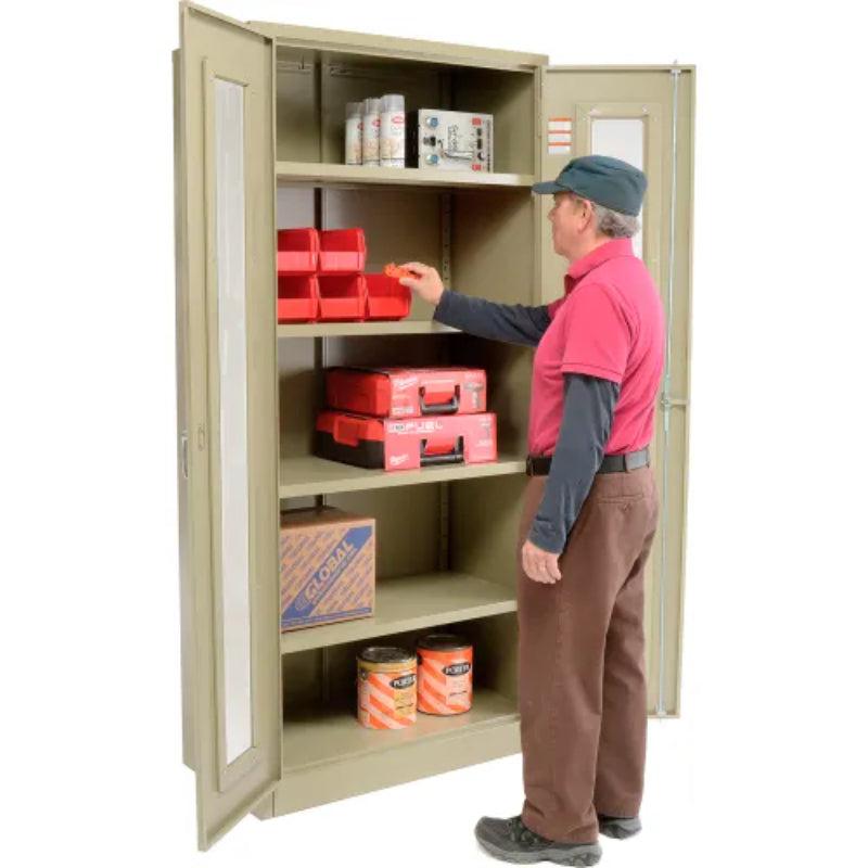 Global Industrial Storage Cabinet, Clearview Door with Locking Handle, 36"W x 18"D x 78"H, Assembled