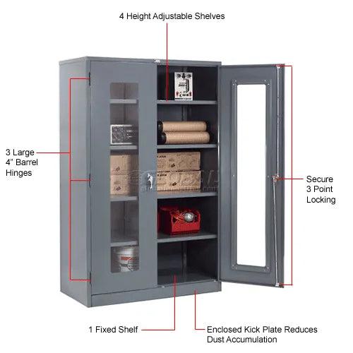 Global Industrial Storage Cabinet, Clearview Door with Locking Handle, 48"W x 24"D x 78"H, Easy Assembly