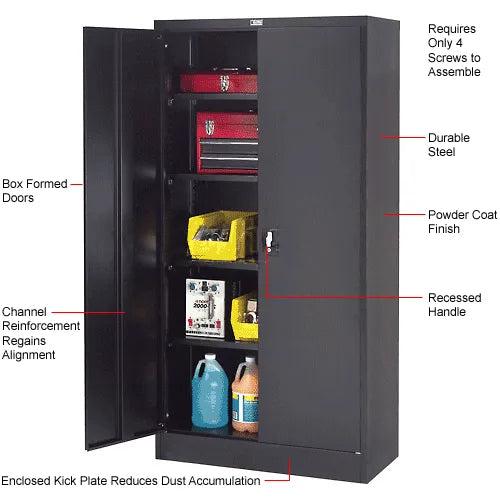 Global Industrial Storage Cabinet, Solid Door with Recessed Handle, 36"W x 18"D x 72"H, Easy Assembly