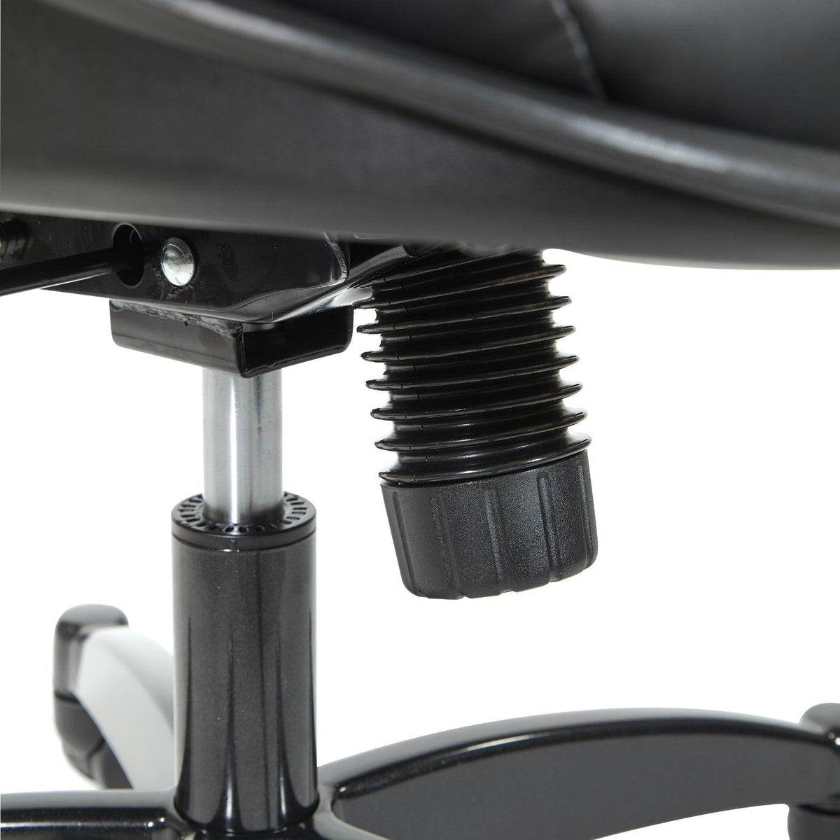 Breathable Mesh Back and Black Bonded Leather Seat Manager's Chair with Adjustable Arms, Adjustable Lumbar and Industrial Steel Finish Base