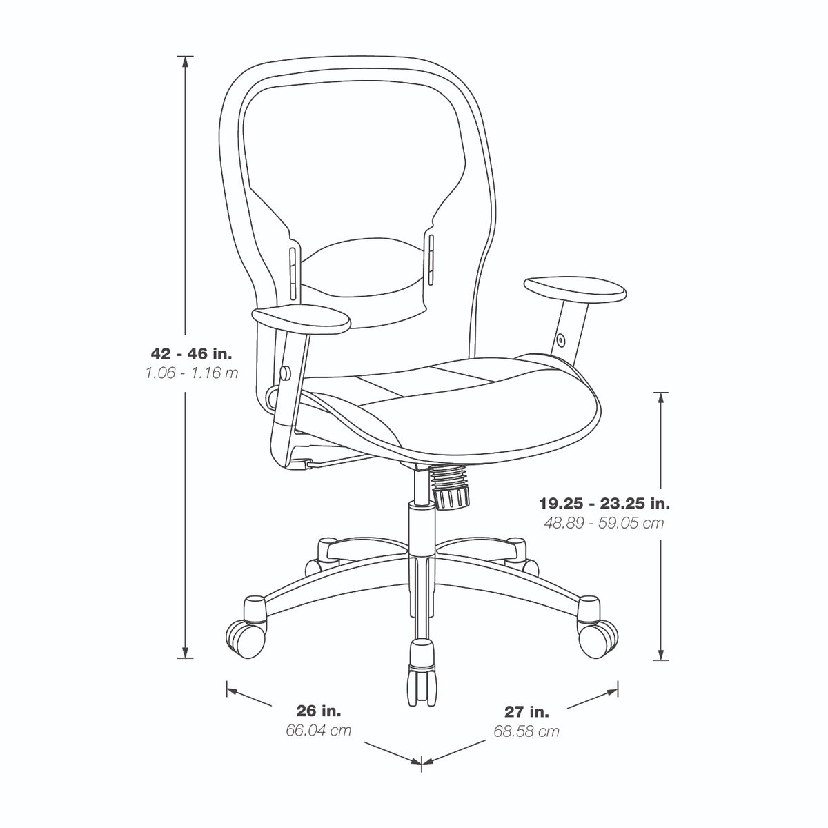 Breathable Mesh Back and Black Bonded Leather Seat Manager's Chair with Adjustable Arms, Adjustable Lumbar and Industrial Steel Finish Base