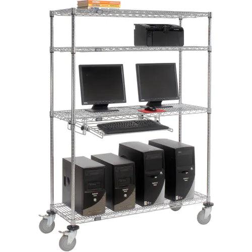 Global Industrial Mobile LAN Unit with Keyboard Shelf, 48"W x 18"D x 69"H