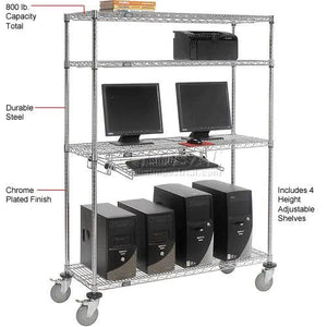 Global Industrial Mobile LAN Unit with Keyboard Shelf, 48"W x 18"D x 69"H