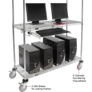 Global Industrial Mobile LAN Unit with Keyboard Shelf, 48"W x 18"D x 69"H