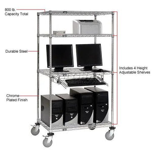 Global Industrial Mobile LAN Unit with Keyboard Shelf, 36"W x 18"D x 69"H