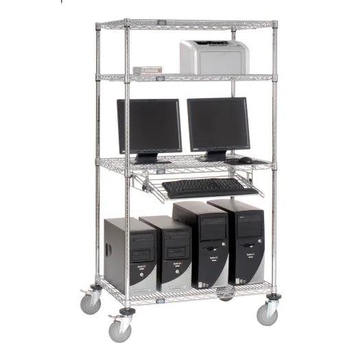 Global Industrial Mobile LAN Unit with Keyboard Shelf, 36"W x 18"D x 69"H