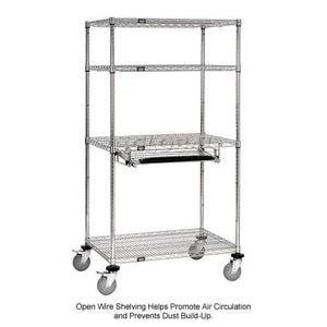 Global Industrial Mobile LAN Unit with Keyboard Shelf, 36"W x 18"D x 69"H