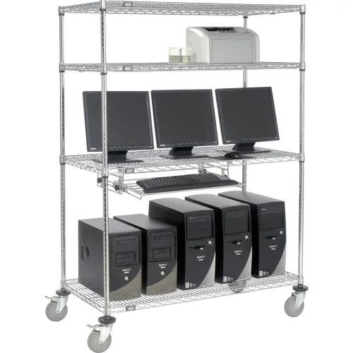 Global Industrial Mobile LAN Unit with Keyboard Shelf, 48"W x 24"D x 69"H