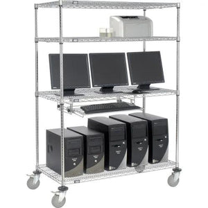 Global Industrial Mobile LAN Unit with Keyboard Shelf, 60"W x 24"D x 69"H