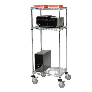 Global Industrial Mobile Printer Stand, 24"W x 18"D x 59"H, Chrome