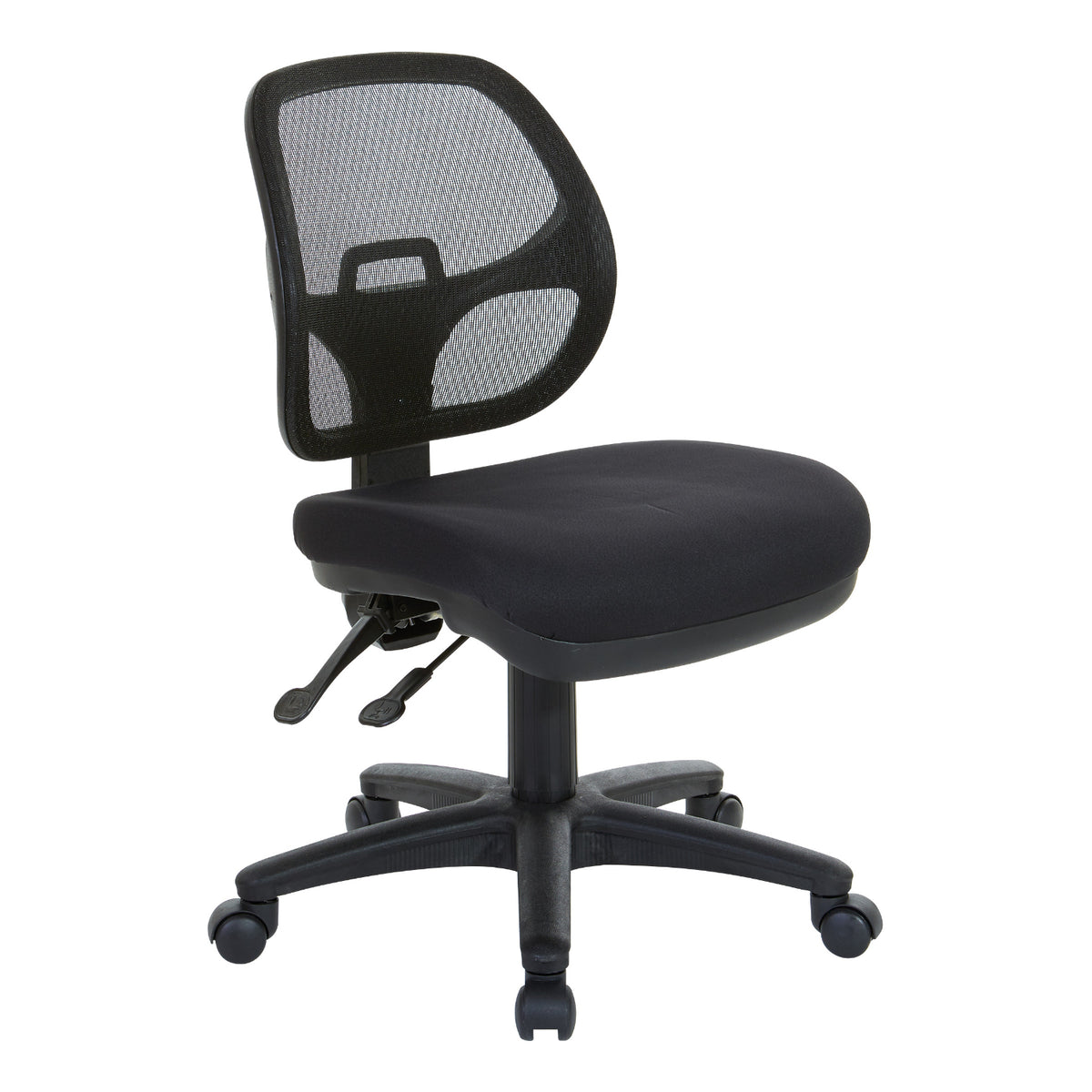 ProGrid Mesh Back Armless Ergonomic Task Chair with Padded Fabric Seat, Multi-Task Control