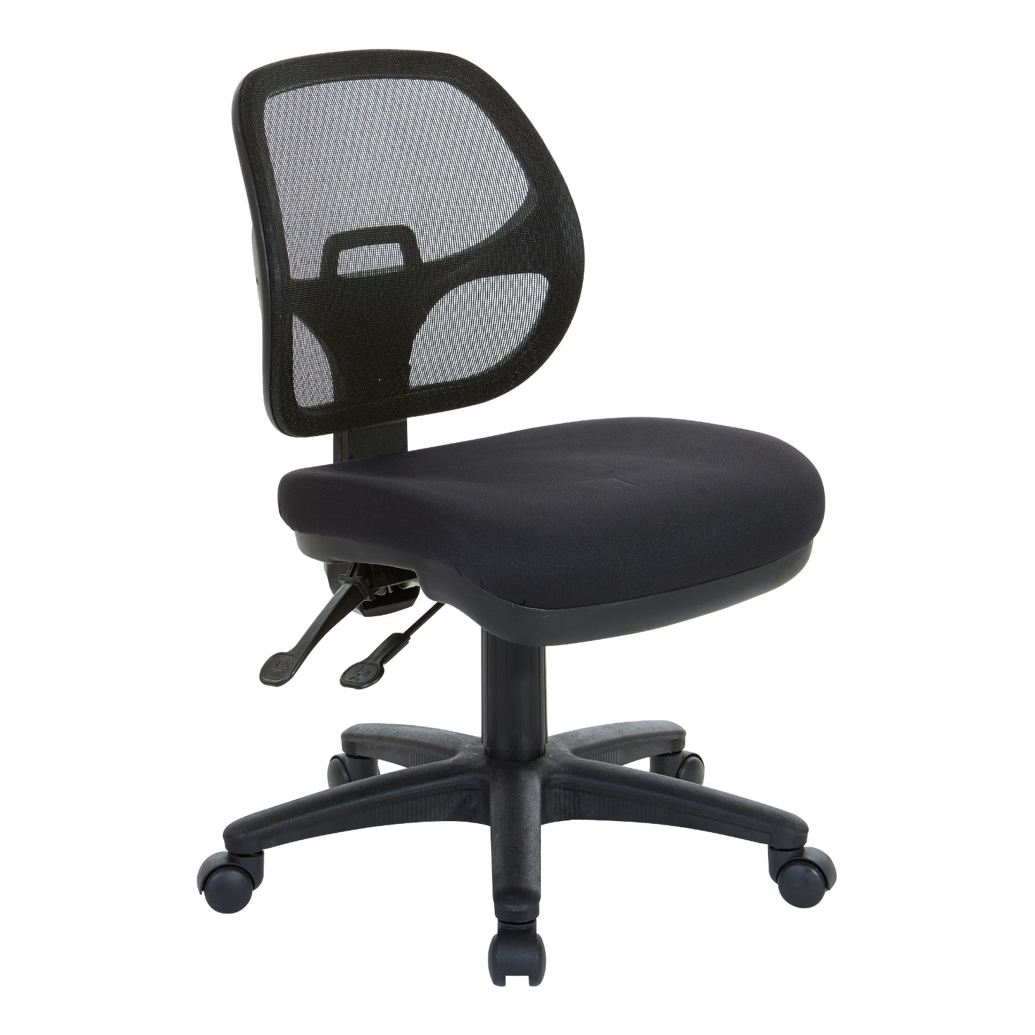 ProGrid Mesh Back Armless Ergonomic Task Chair with Padded Fabric Seat, Multi-Task Control