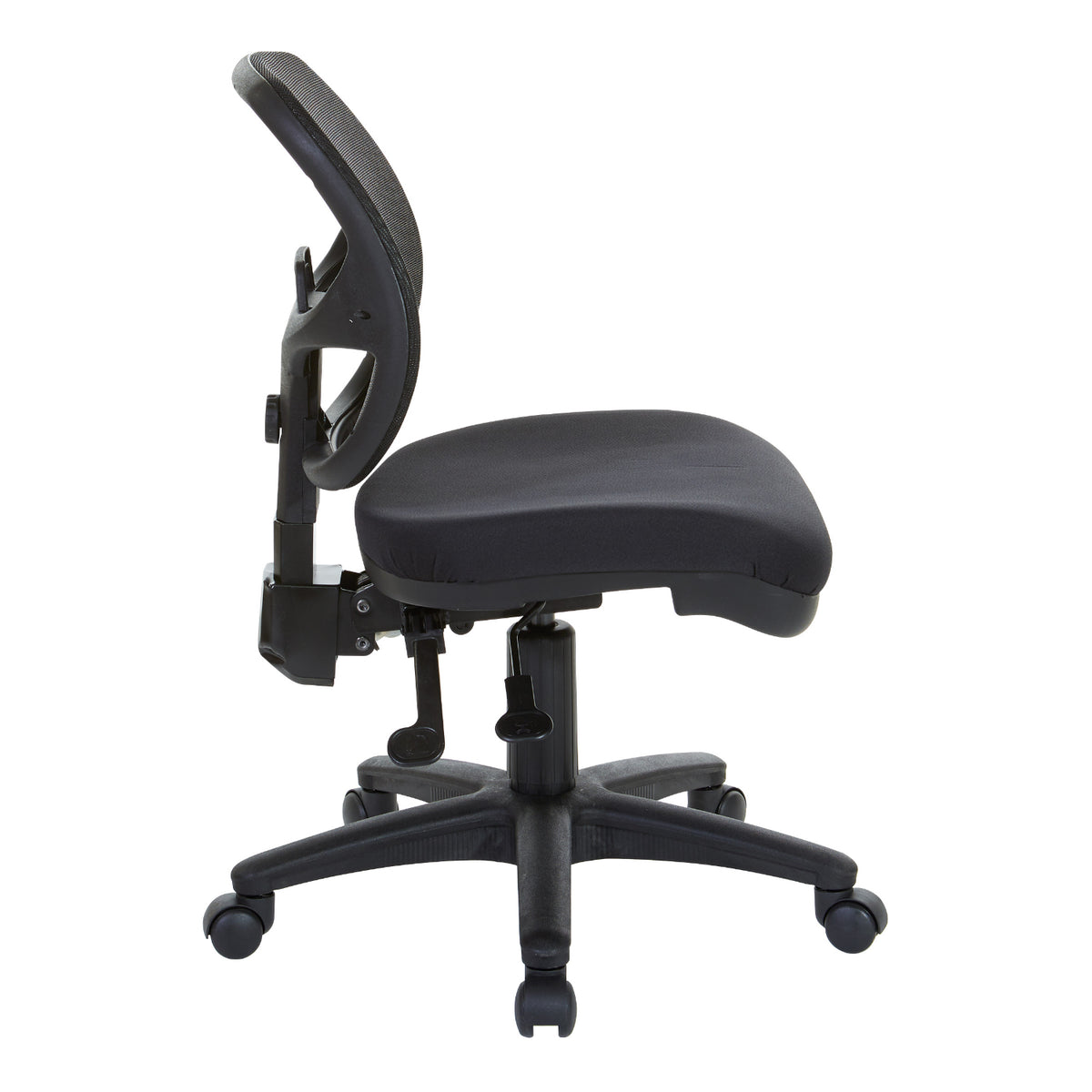 ProGrid Mesh Back Armless Ergonomic Task Chair with Padded Fabric Seat, Multi-Task Control