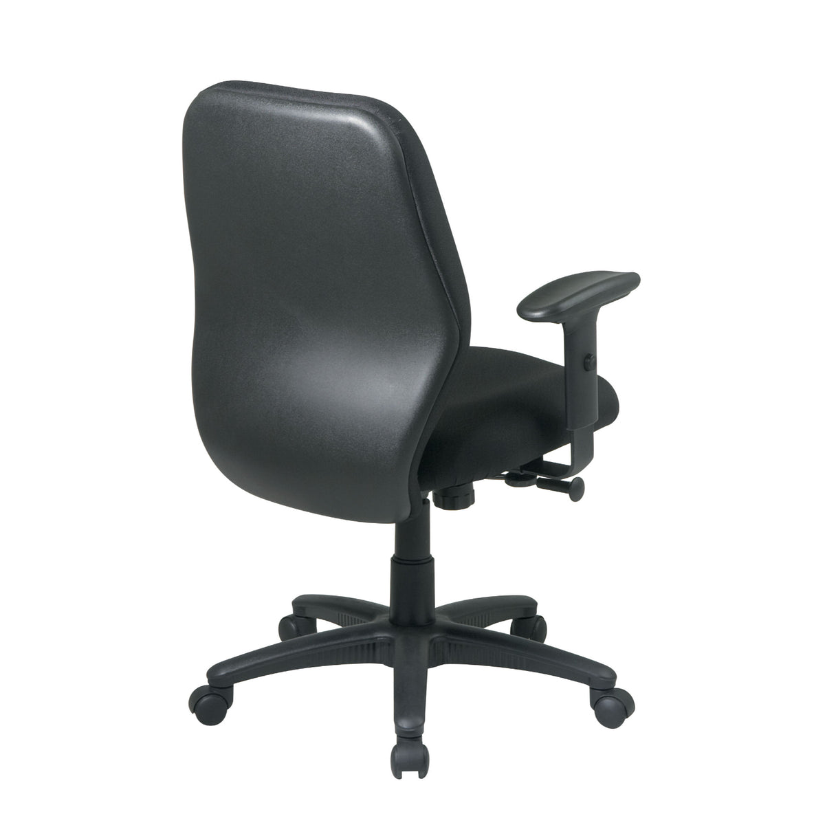 Mid-Back 2-to-1 Synchro Tilt Ergonomic Chair, Black Padded Fabric Seat