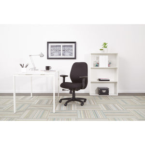 Mid-Back 2-to-1 Synchro Tilt Ergonomic Chair, Black Padded Fabric Seat