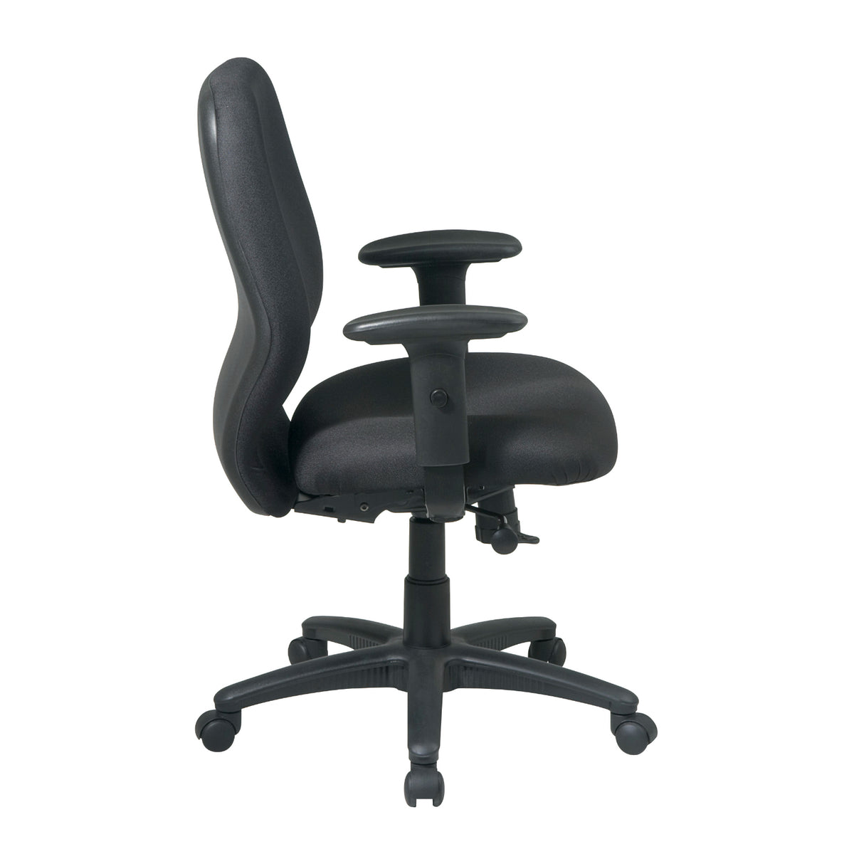 Mid-Back 2-to-1 Synchro Tilt Ergonomic Chair, Black Padded Fabric Seat