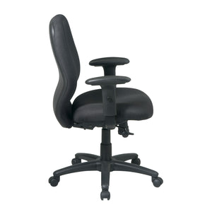 Mid-Back 2-to-1 Synchro Tilt Ergonomic Chair, Black Padded Fabric Seat