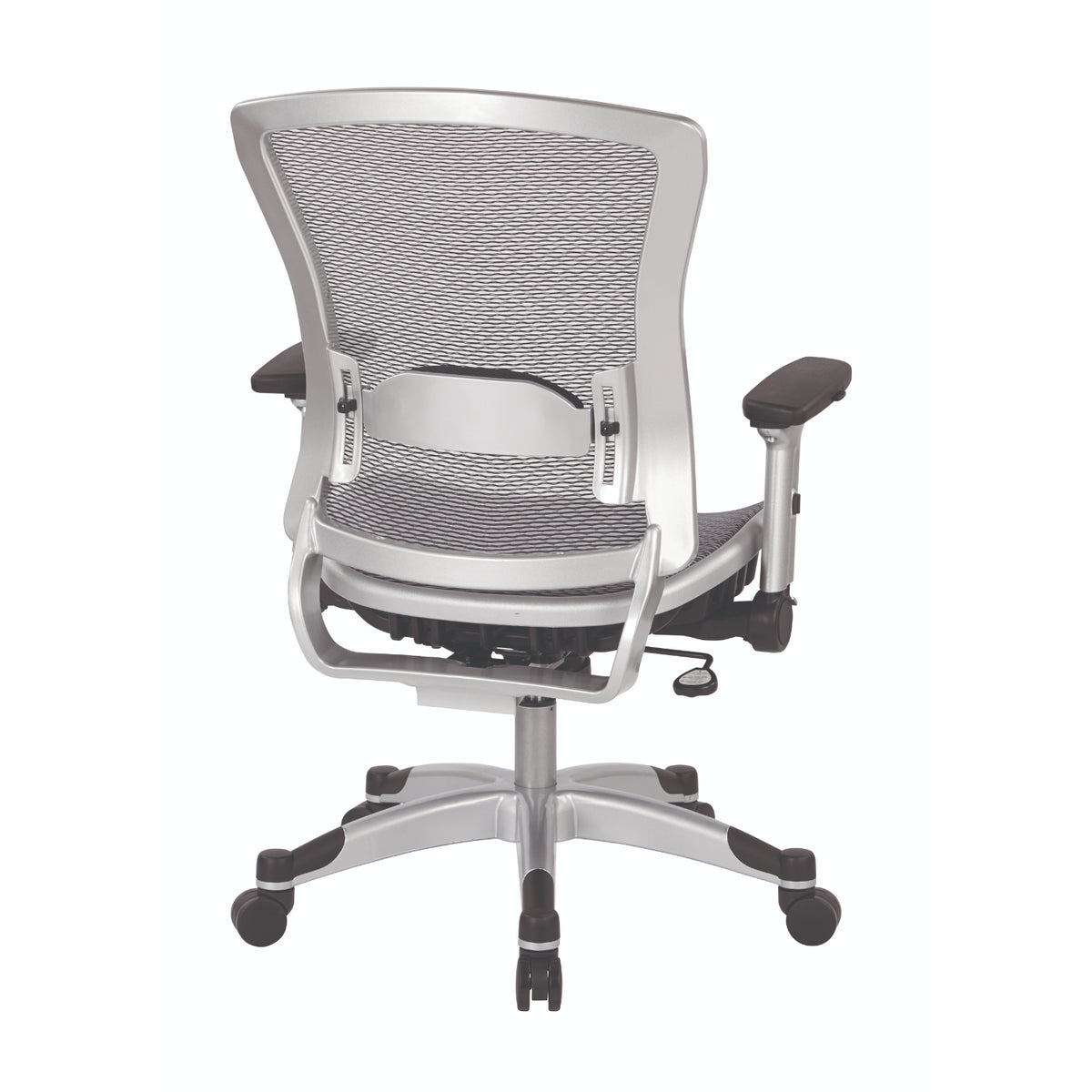Professional Light AirGrid® Seat and Back Executive Chair with Platinum Finish Flip Arms and Platinum Coated Base with Black End Caps