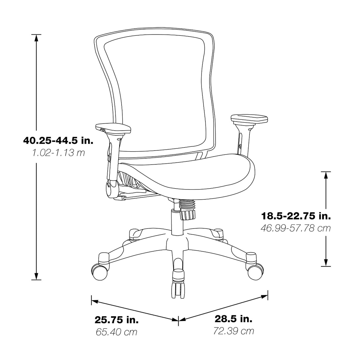 Professional Light AirGrid® Seat and Back Executive Chair with Platinum Finish Flip Arms and Platinum Coated Base with Black End Caps