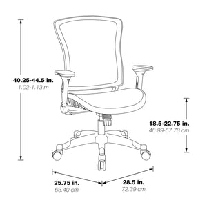 Professional Light AirGrid® Seat and Back Executive Chair with Platinum Finish Flip Arms and Platinum Coated Base with Black End Caps