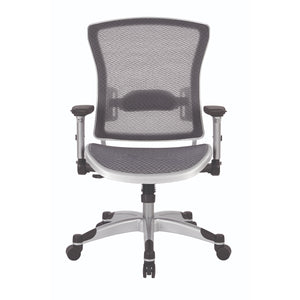 Professional Light AirGrid® Seat and Back Executive Chair with Platinum Finish Flip Arms and Platinum Coated Base with Black End Caps