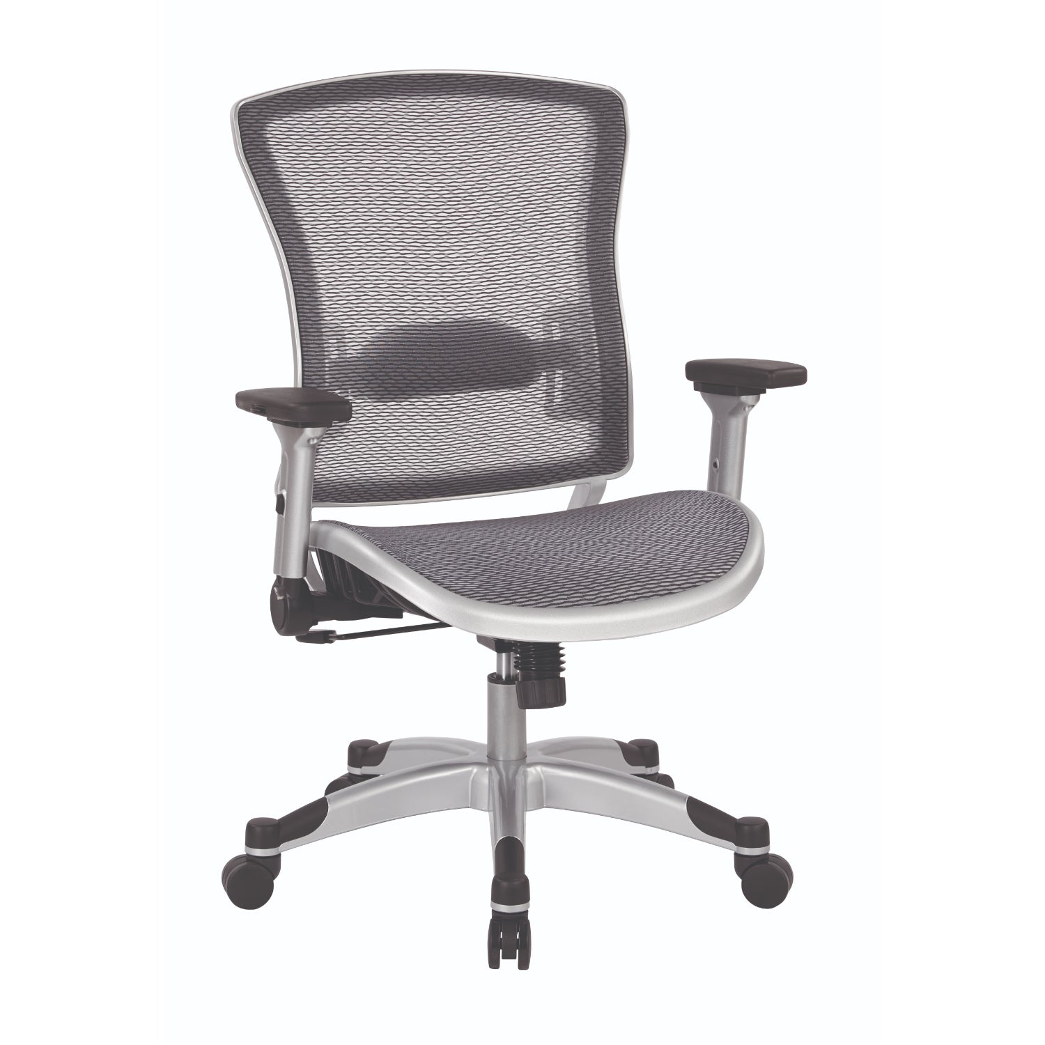 Professional Light AirGrid® Seat and Back Executive Chair with Platinum Finish Flip Arms and Platinum Coated Base with Black End Caps