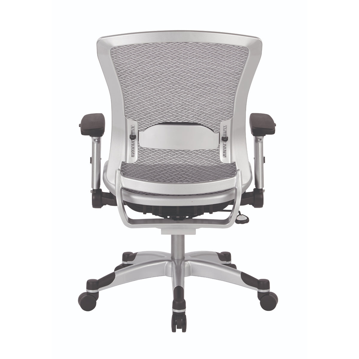Professional Light AirGrid® Seat and Back Executive Chair with Platinum Finish Flip Arms and Platinum Coated Base with Black End Caps