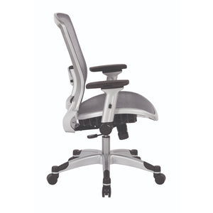 Professional Light AirGrid® Seat and Back Executive Chair with Platinum Finish Flip Arms and Platinum Coated Base with Black End Caps