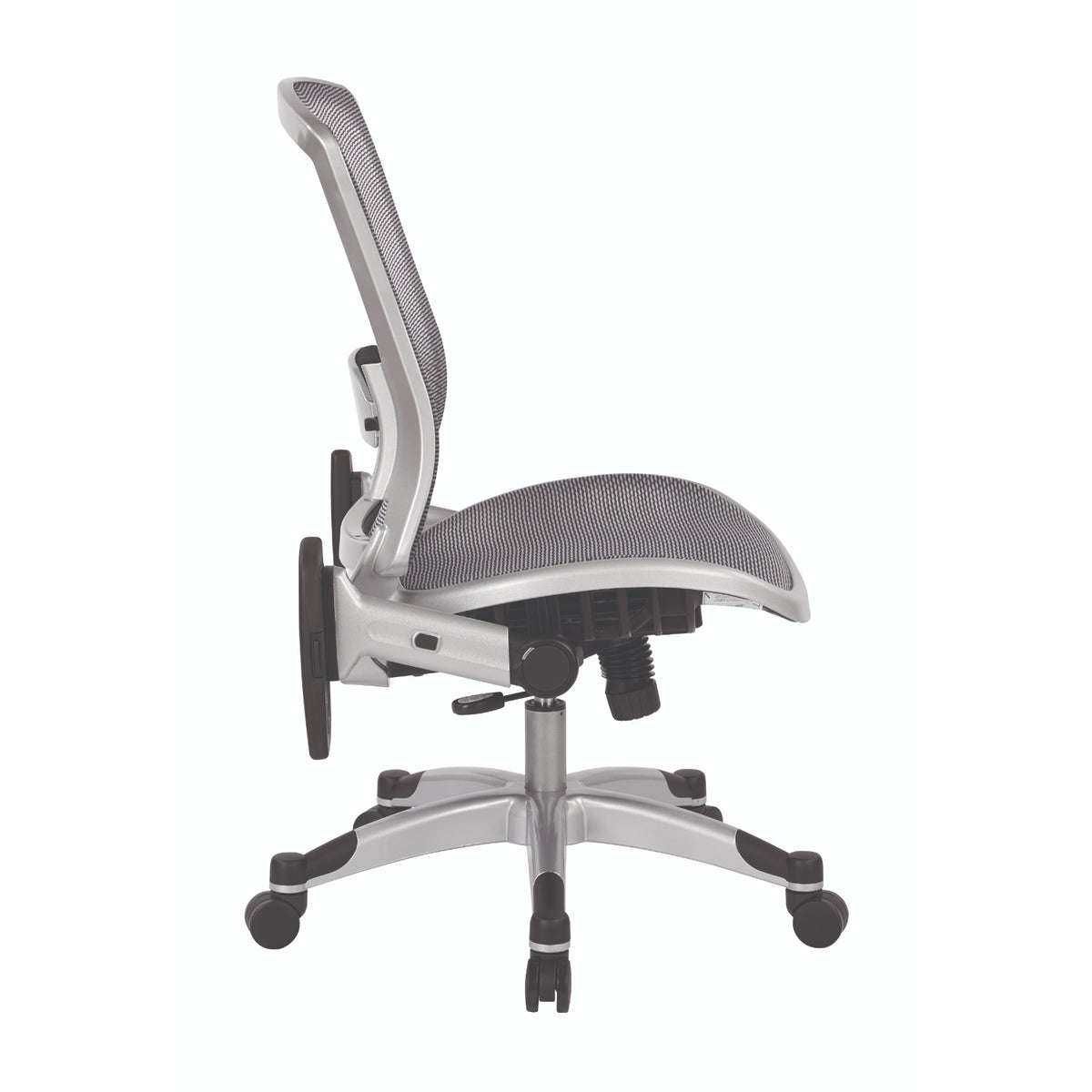 Professional Light AirGrid® Seat and Back Executive Chair with Platinum Finish Flip Arms and Platinum Coated Base with Black End Caps