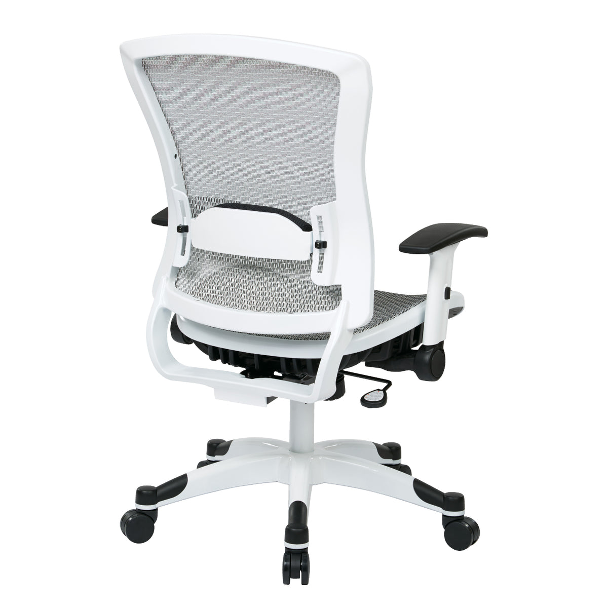 White Frame Manager’s Chair with Breathable Mesh Seat and Back, Adjustable Padded Flip Arms and Coated Nylon Base