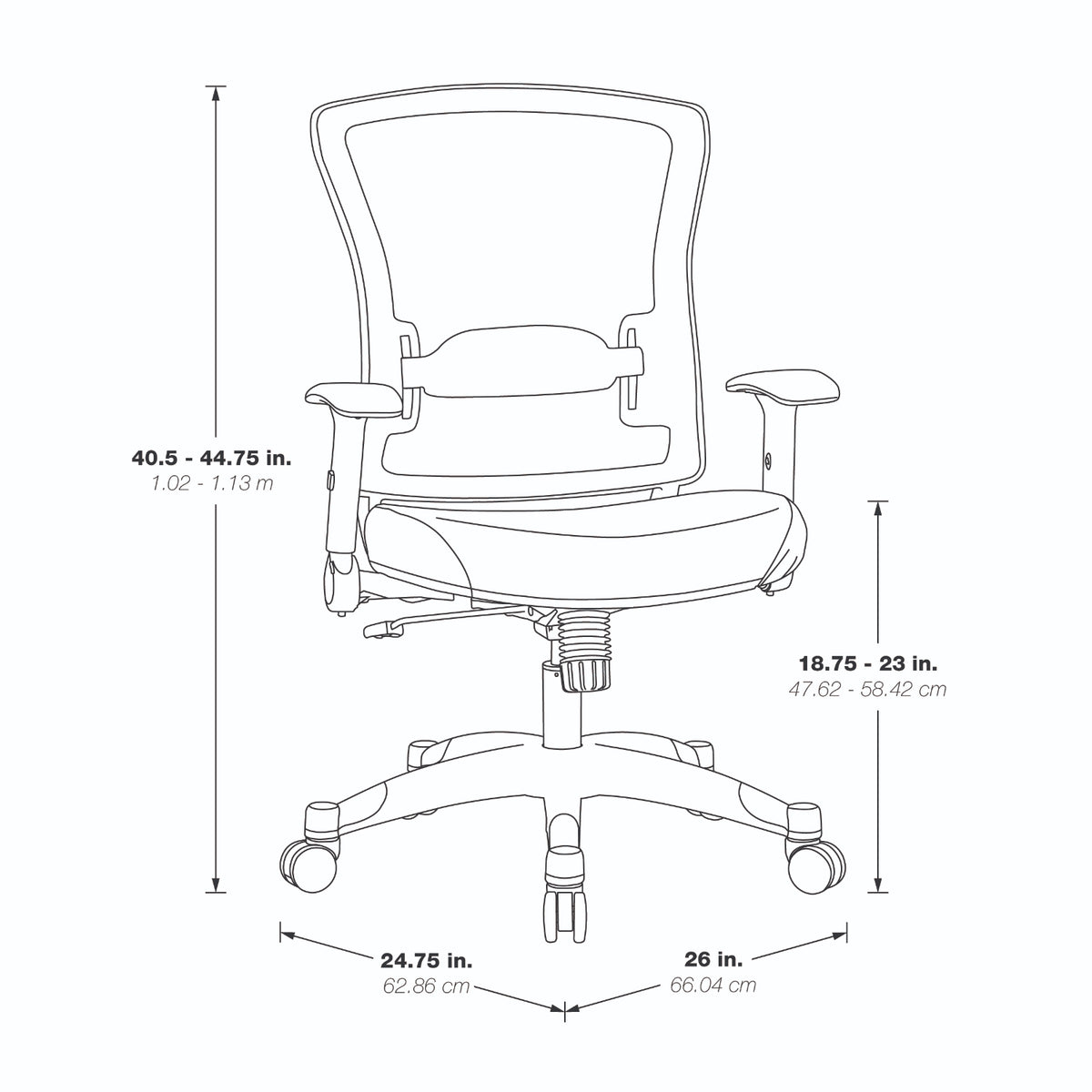 White Frame Manager’s Chair with Breathable Mesh Seat and Back, Adjustable Padded Flip Arms and Coated Nylon Base
