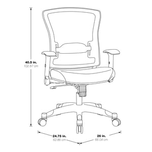 White Frame Manager's Chair with Breathable Mesh Back and Padded Fun Colors Seat, Height Adjustable Flip Arms and Coated Nylon Base