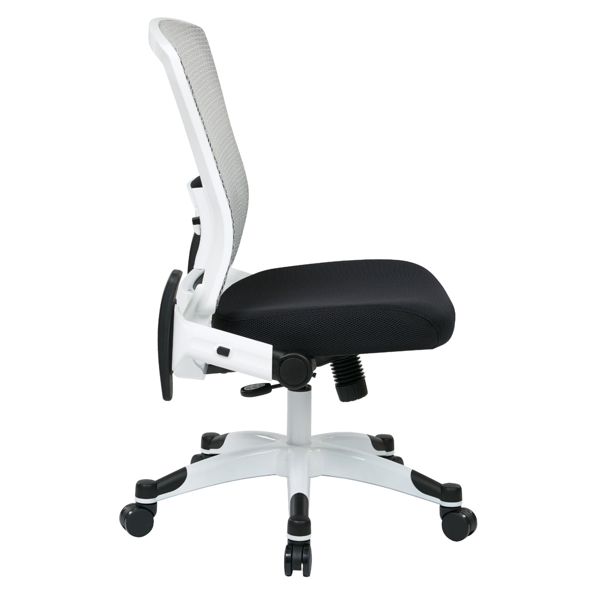 White Frame Manager's Chair with Breathable Mesh Back and Padded Mesh Seat, Height Adjustable Flip Arms and Coated Nylon Base