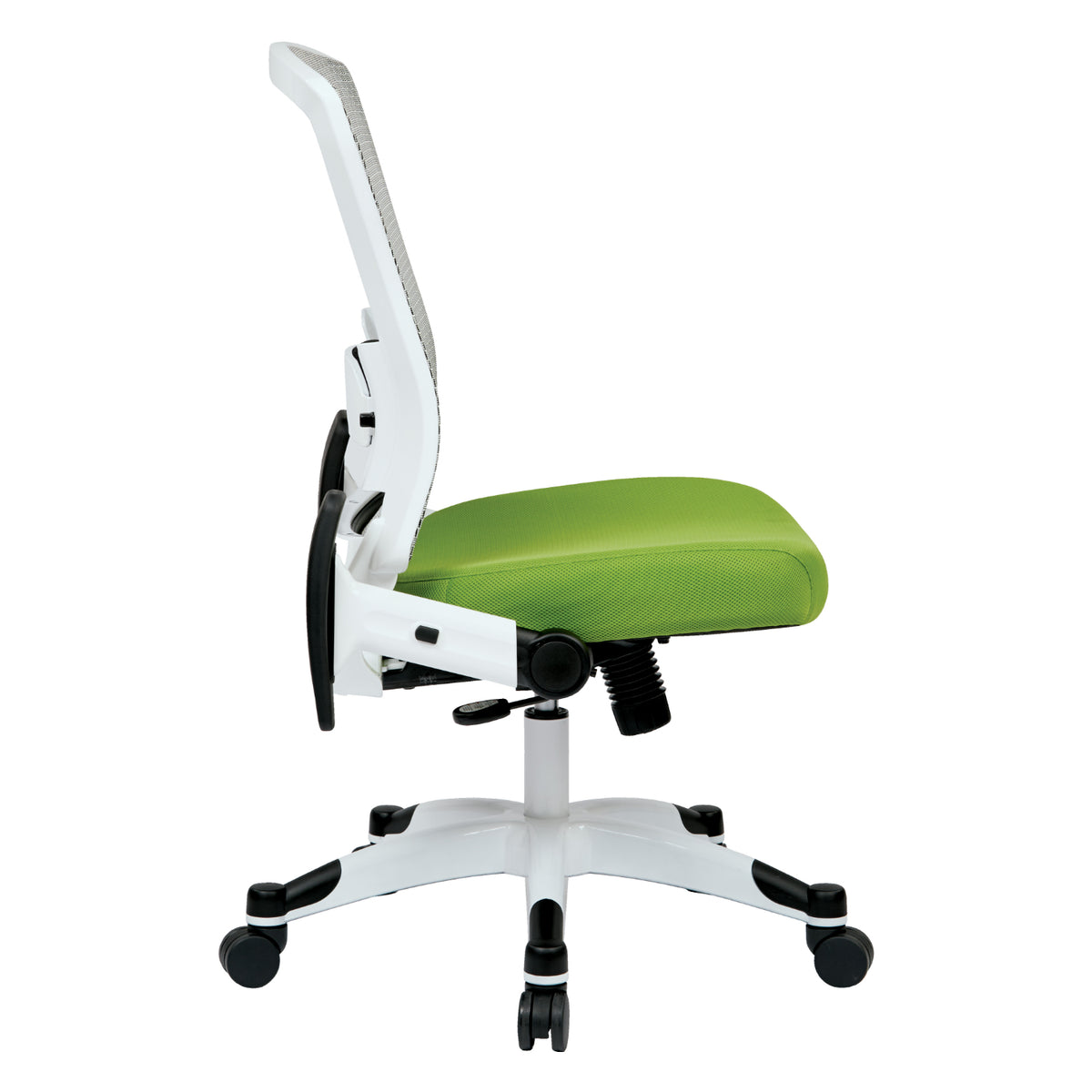 White Frame Manager's Chair with Breathable Mesh Back and Padded Fun Colors Seat, Height Adjustable Flip Arms and Coated Nylon Base