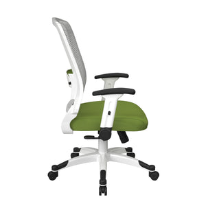 White Frame Manager's Chair with Breathable Mesh Back and Padded Fun Colors Seat, Height Adjustable Flip Arms and Coated Nylon Base