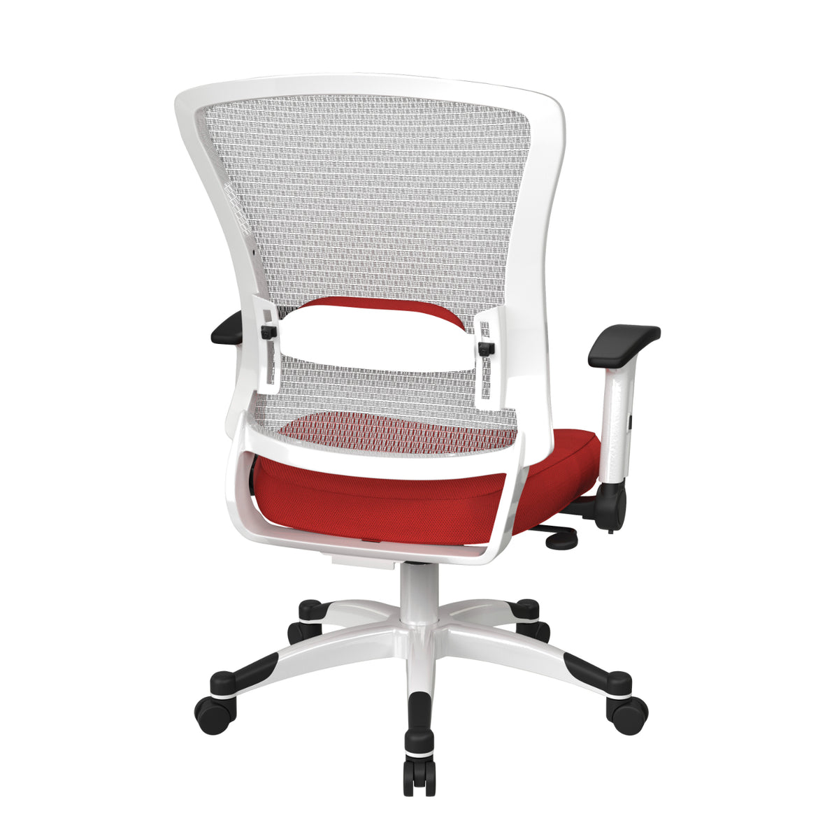 White Frame Manager's Chair with Breathable Mesh Back and Padded Silver Ion Technology Dillon Seat, Height Adjustable Flip Arms and Coated Nylon Base