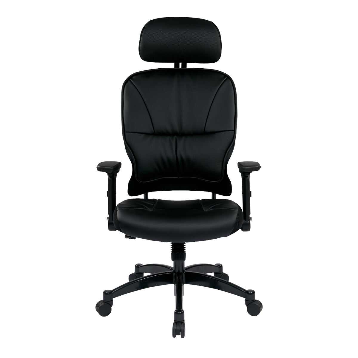 Bonded Leather Seat and Back Executive Chair with Adjustable Headrest, 4-Way Adjustable Flip Arms and Industrial Steel Finish Base