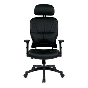 Bonded Leather Seat and Back Executive Chair with Adjustable Headrest, 4-Way Adjustable Flip Arms and Industrial Steel Finish Base