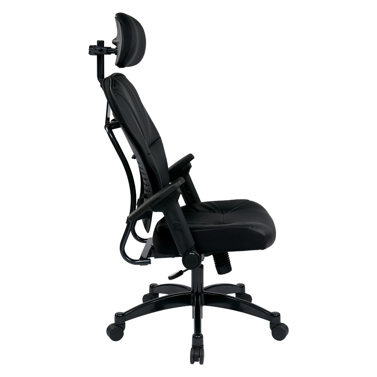 Bonded Leather Seat and Back Executive Chair with Adjustable Headrest, 4-Way Adjustable Flip Arms and Industrial Steel Finish Base